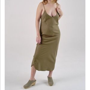 OZMA of California Bias slip dress in olive size L
